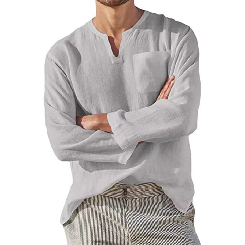 T-Shirt à Manches sulfen Coton et Lin pour Homme