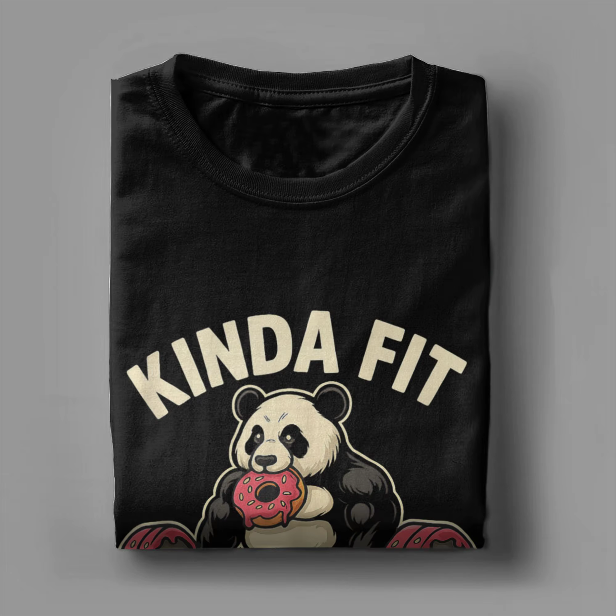 Hommes T-Shirts un peu ajustement Sorta gros amusant gymnase Panda haltérophilie Dunat décontracté coton t-shirt à
