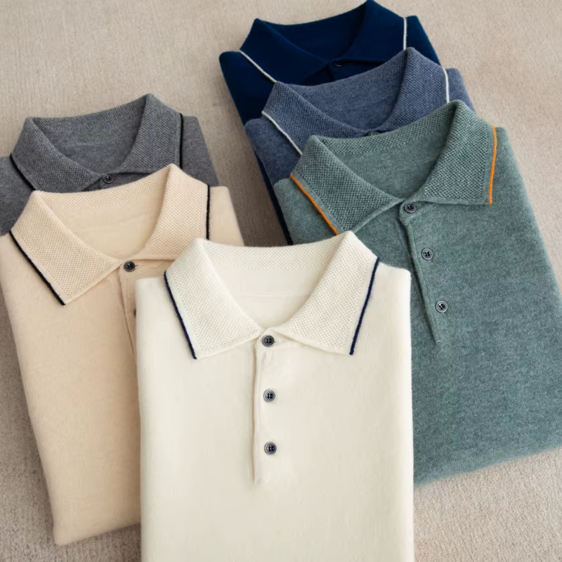 Pull à Manches Courtes en Laine Mérinos pour Homme