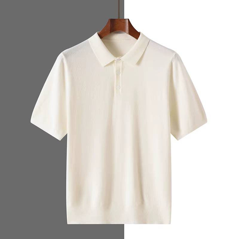 2025 classique col Polo T-Shirt pull hommes tricots laine Lyocell mélange