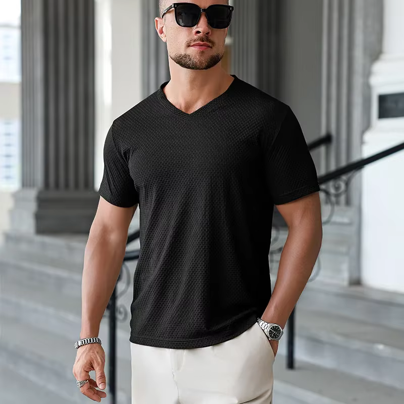 T-shirt pour homme en soie glacée kaki