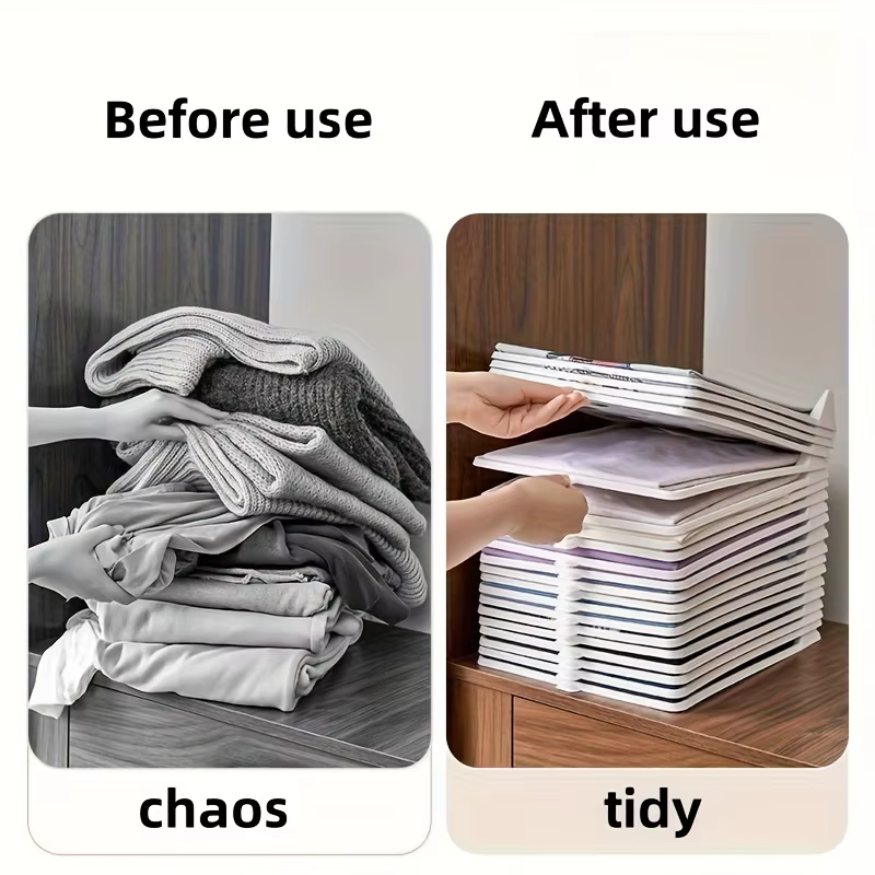 Tableau de rangement de chemises, empilable, organisateur de t-shirts, planche pliante pour vêtements, rangement de vêtements multifonctionnel portable avec poignée