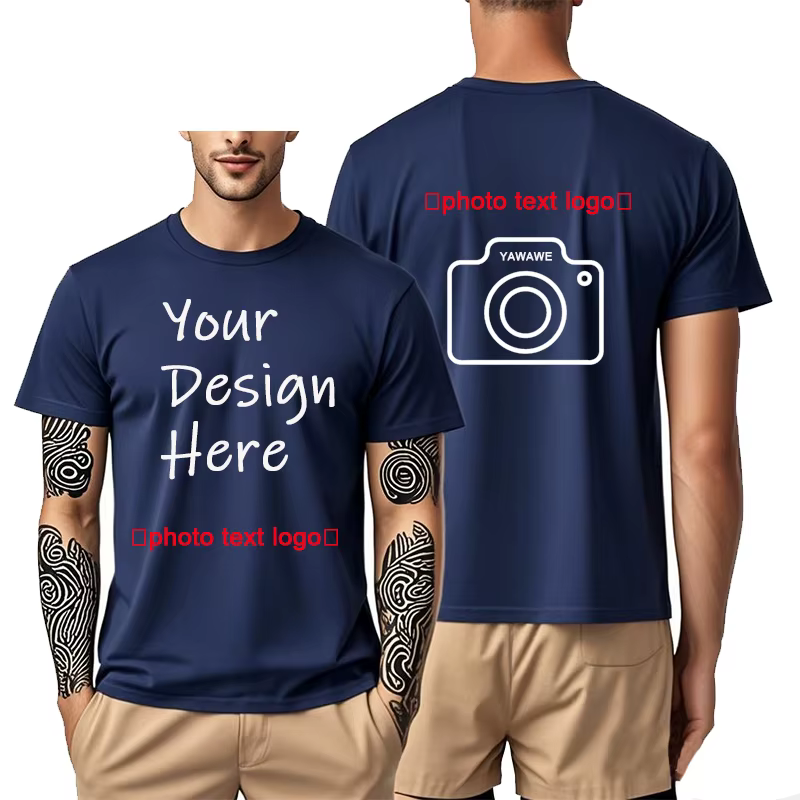T-Shirt pour hommes, imprimé avant et arrière personnalisé