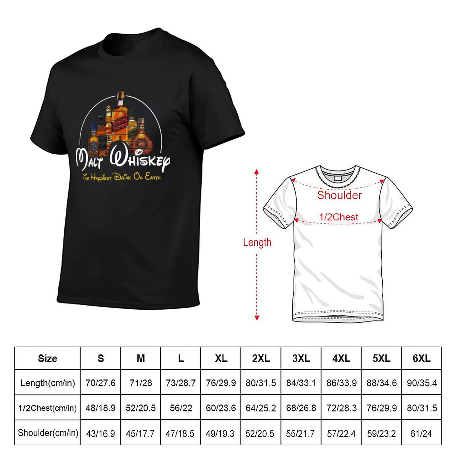 T-shirt Malt Whisky pour hommes, mode hippicopter, funny pun parody