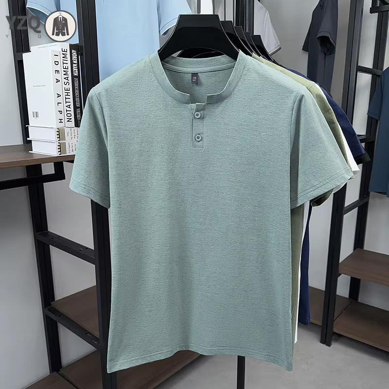 T-shirt à col Henley anti-rides pour homme