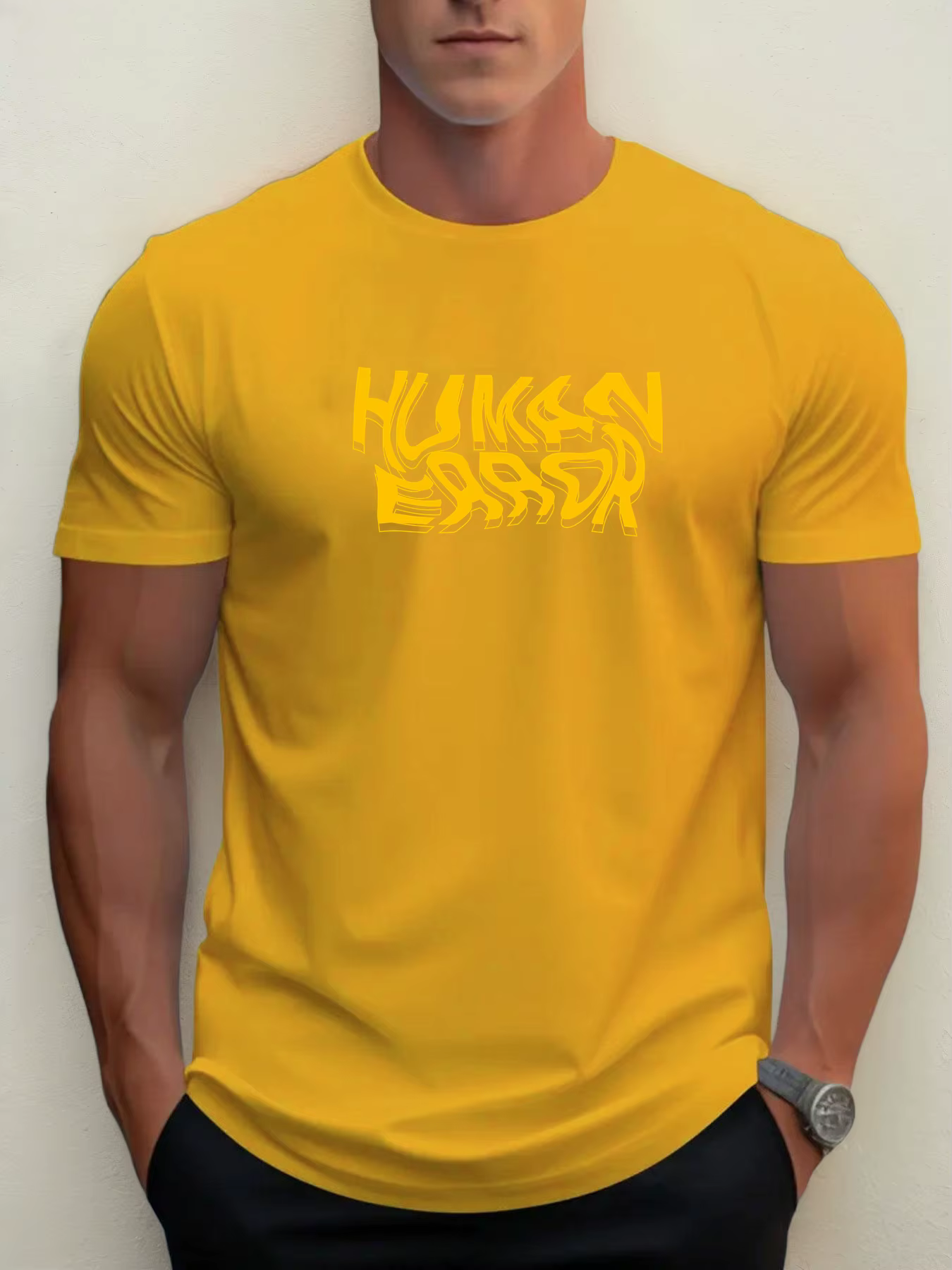 T-shirts pour homme ERREUR HUMAINE 100 % coton impression graphique été t-shirt col rond décontracté respirant style de rue haut quotidien