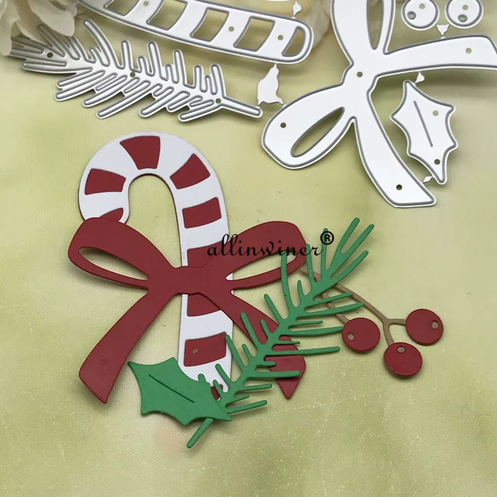 Feuilles de canne de Noël matrices de découpe en métal