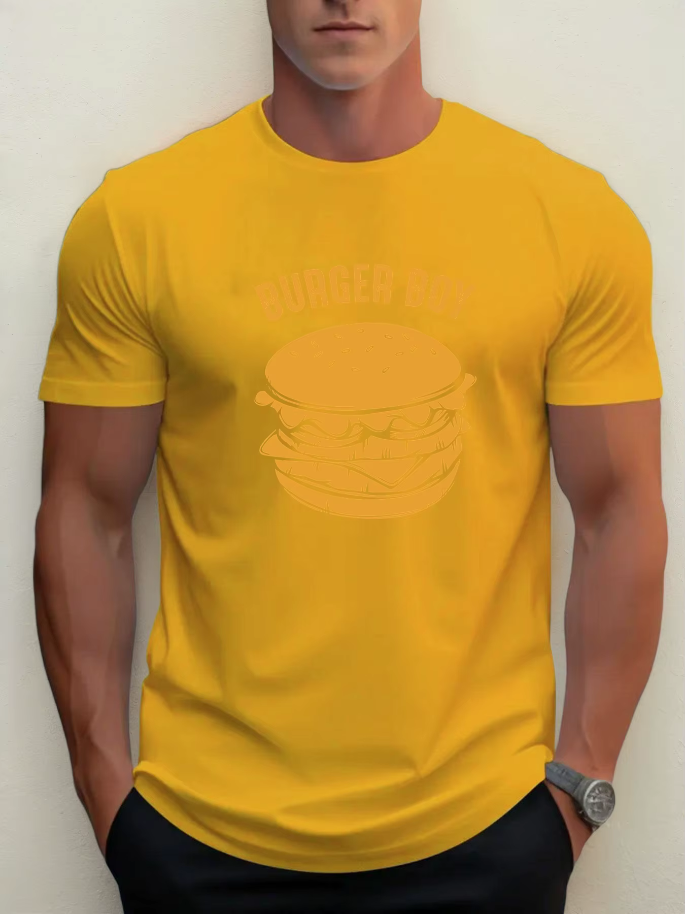 T-Shirt à manches courtes pour hommes 100% coton doux respirant BURGER BOY