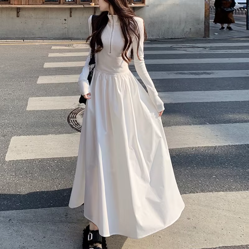 Robe à manches longues et col Polo pour femmes