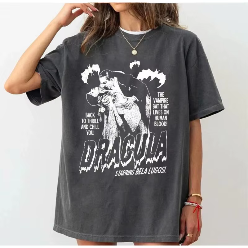 Bela Lugosi Dracula avec des chauves-souris t-shirt graphique rétro film d'horreur chemise Vintage Halloween amis