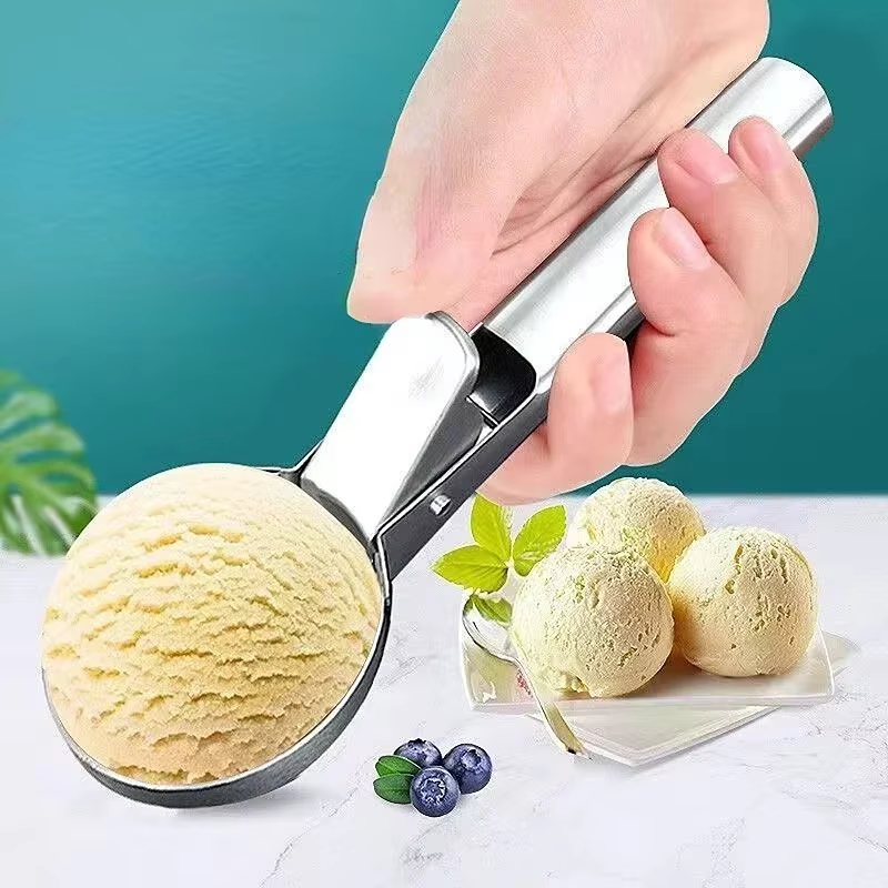 Cuillère à glace à double usage en acier inoxydable, cuillère à glace multifonctionnelle pour fruits, fournitures de cuisine