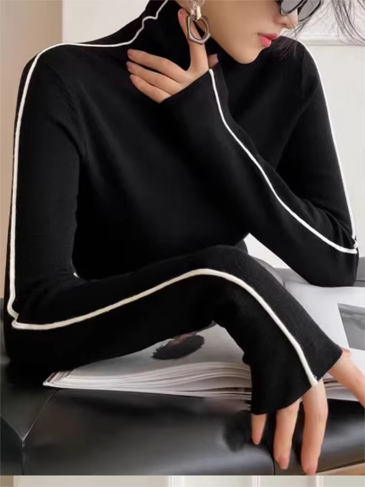 Mode col haut T-shirt femmes automne hiver