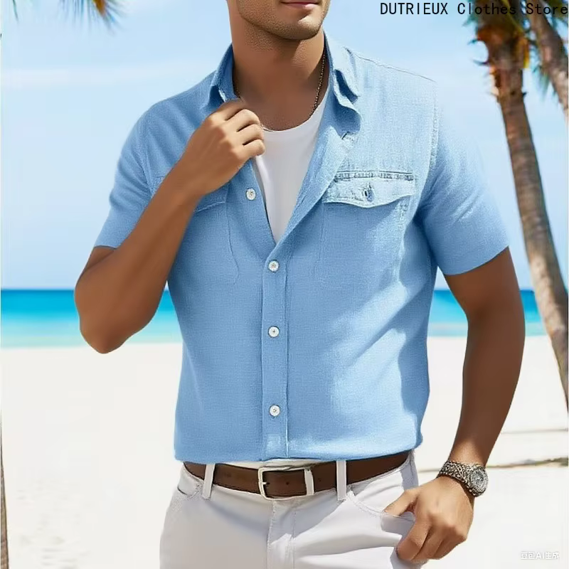 Chemise en coton à manches courtes pour hommes T-shirt