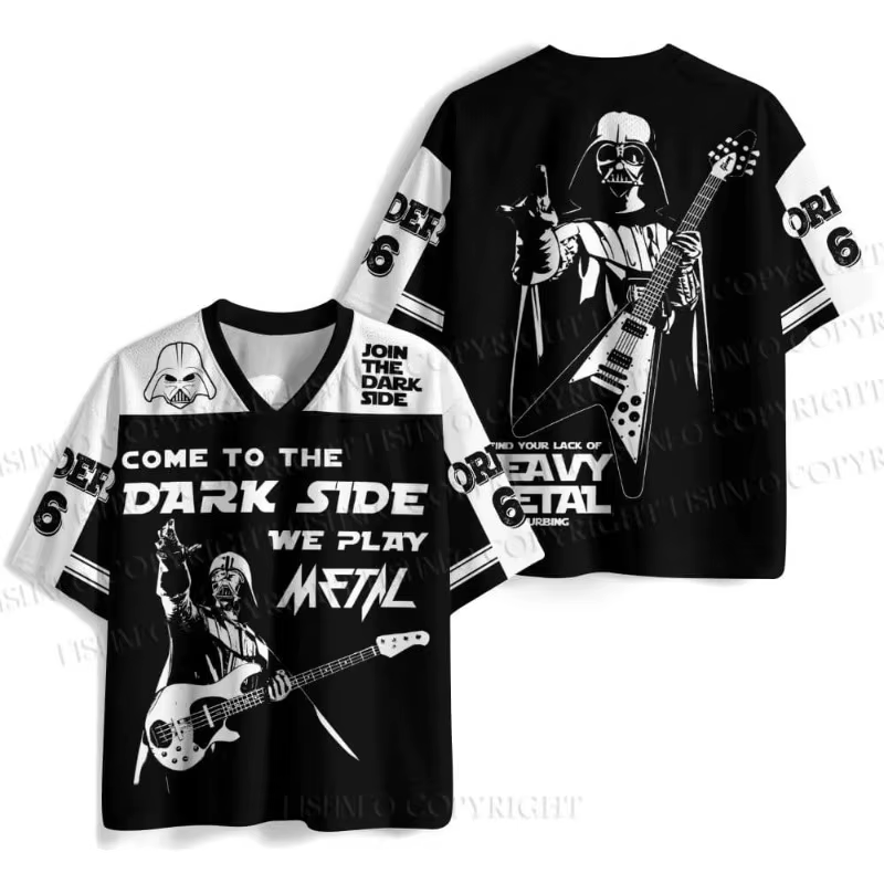 T-shirt à manches courtes col en V imprimé Star Wars Darth Vader Fighter pour toute la famille, décontracté, pour les fans de films, streetwear