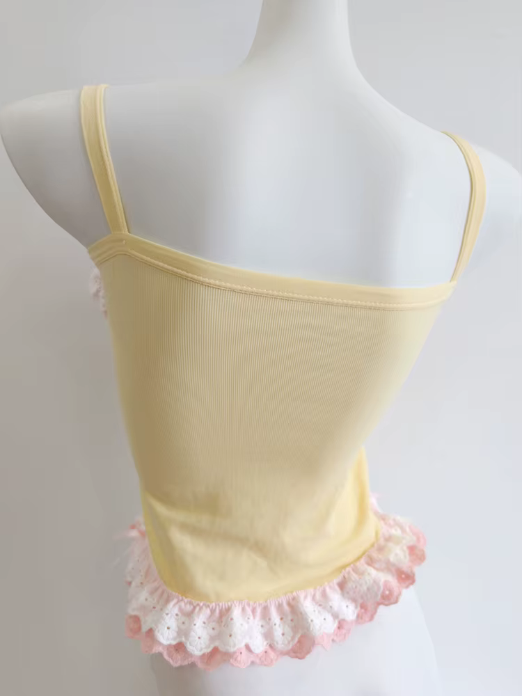 Crop tops jaunes et blancs pour femmes