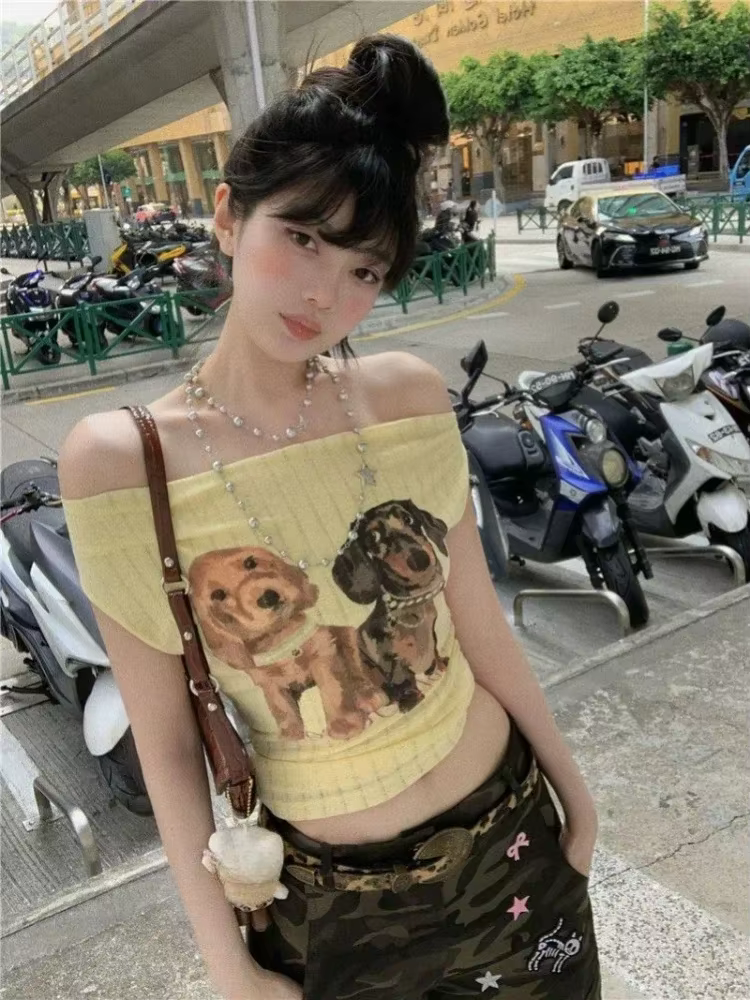 T-shirts courts hauts Sexy vêtements pour femmes imprimé chien