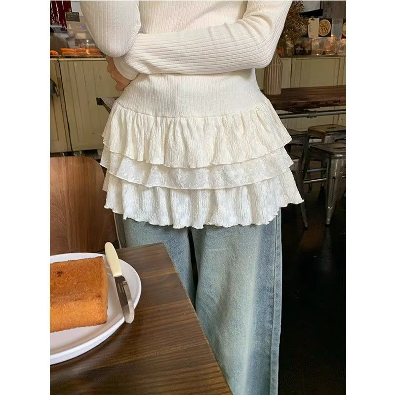 T-shirt chaud à col mi-haut et manches longues pour femme en hiver, coupe ajustée avec dentelle et dentelle intérieure, comme sous-vêtement, haut de gamme