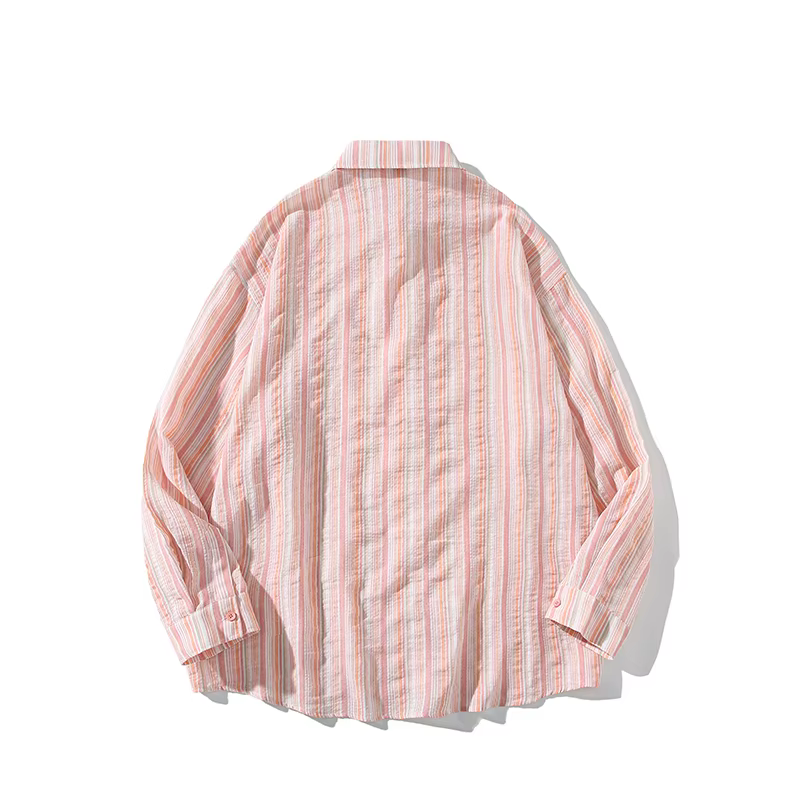 Chemise à manches longues rayée à boutons