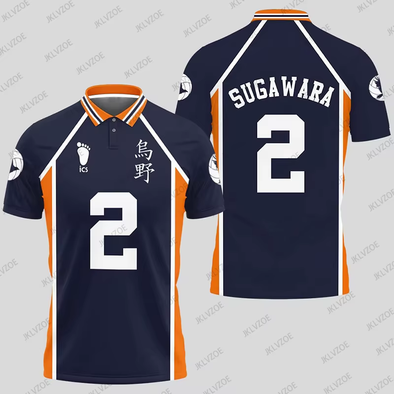 Chemises polo de cosplay Anime Haikyuu Hinata