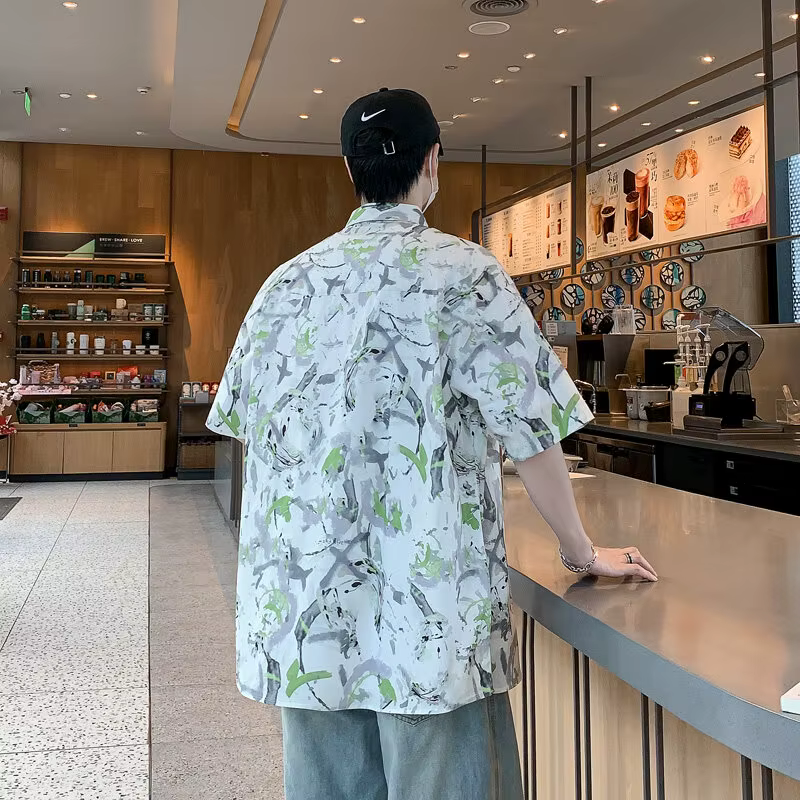 Shrit 2025 imprimé tropical respirant pour hommes - Chemise de plage légère et ample pour l'été