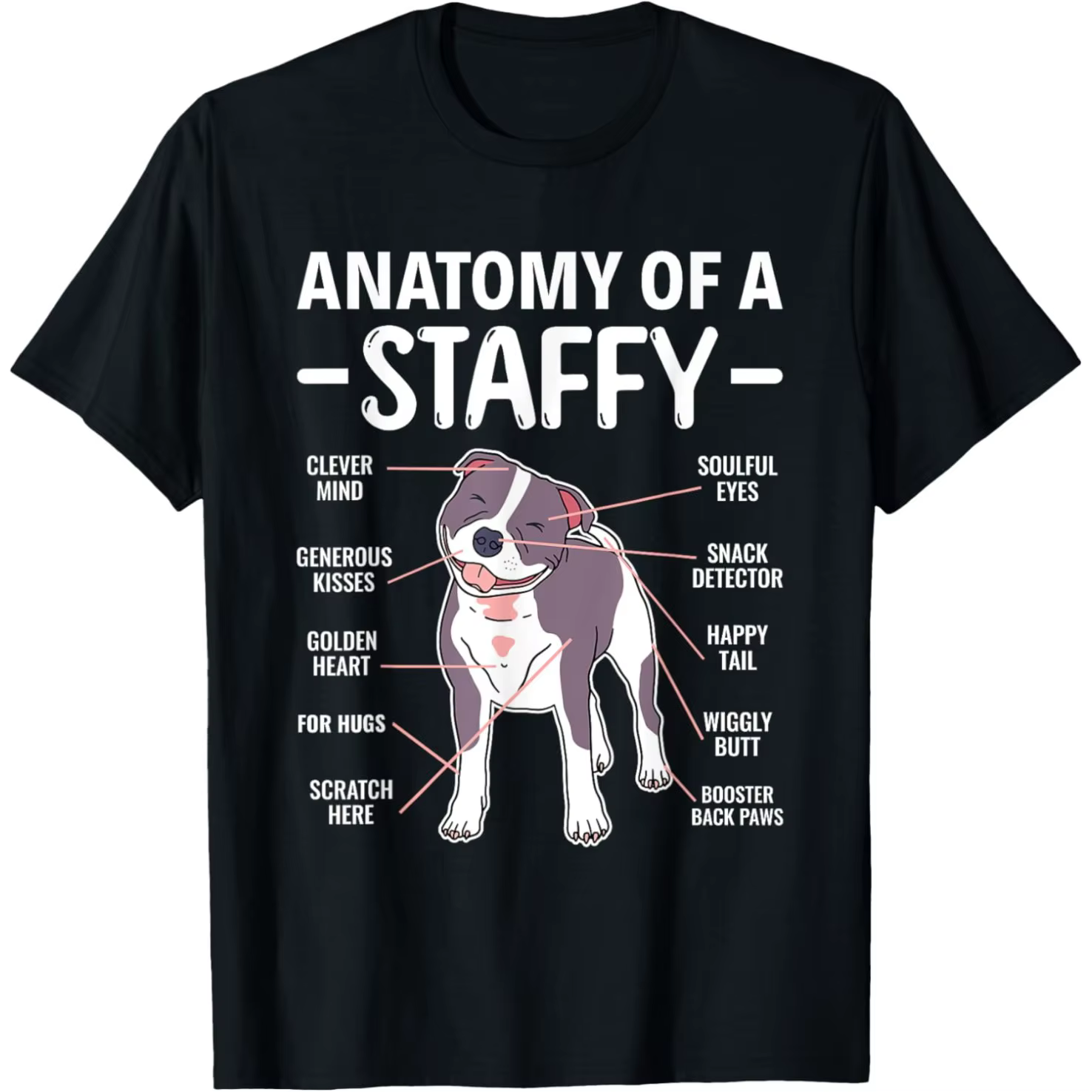 Drôle américain Staffordshire Terrier Amstaff chien anatomie t-shirts hommes femmes Humor Streetwear à manches courtes unisexe vêtements amples