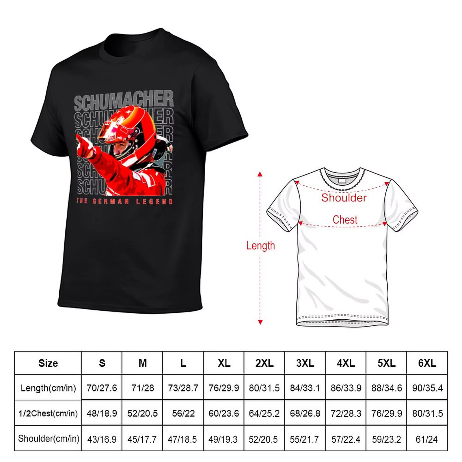 Nouveau casque Michael Schumacher F1 légende T-Shirt à manches courtes