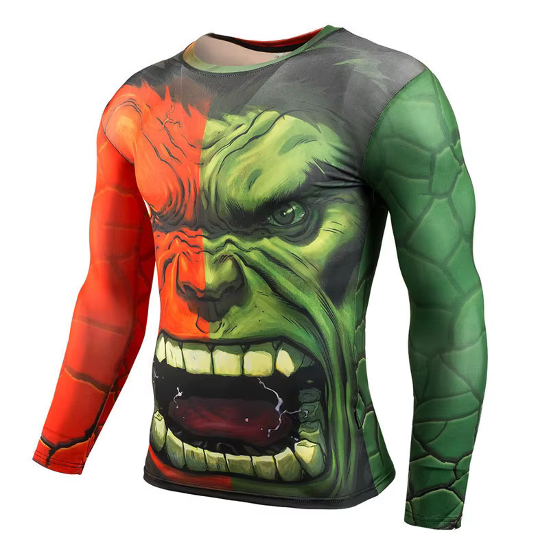 T-shirt à manches longues imprimé numérique 3D super-héros