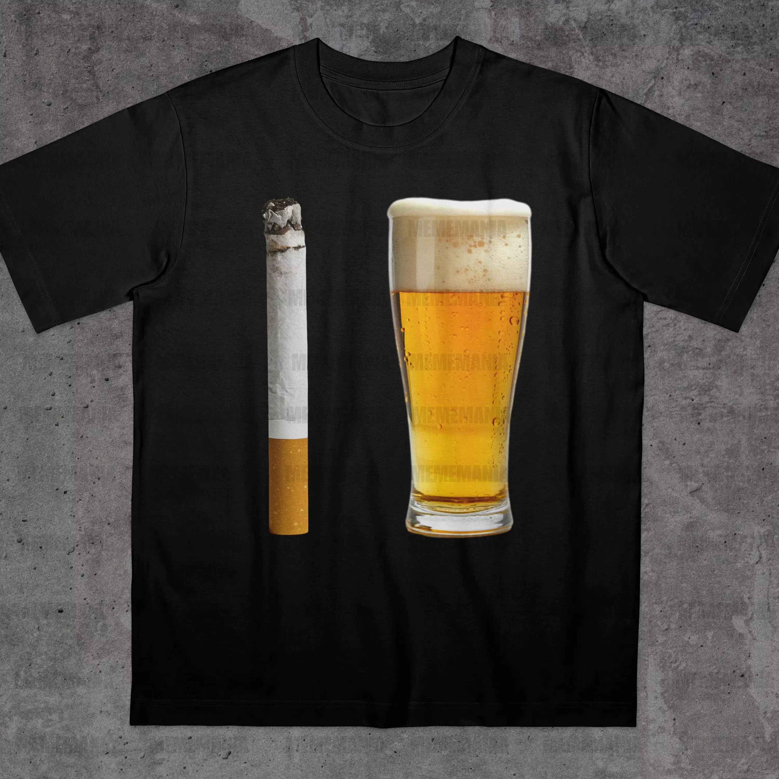 Bière et Cigarette drôle imprimé t-shirt alcool