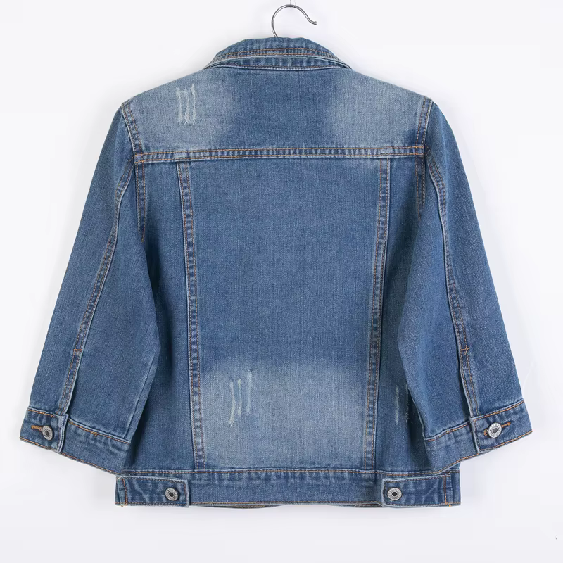 Veste courte en Jean à manches trois quarts pour femme