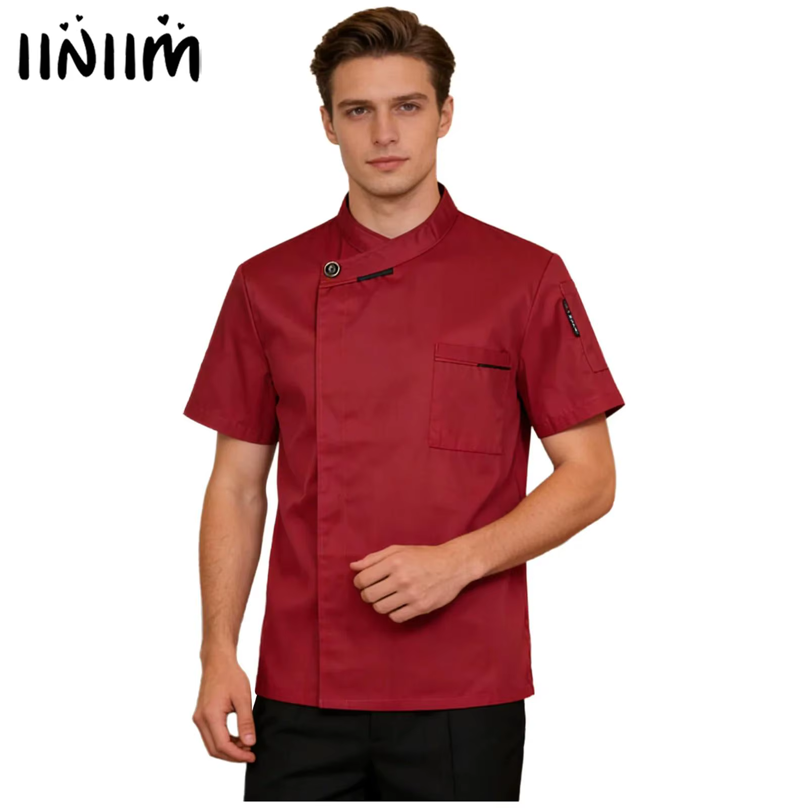 Veste de Chef Unisexe pour Hommes et Femmes, Col Croisé, Uniforme de Cuisine pour Restaurant et Hôtel, avec Poches, Tenue de Travail pour la Restauration
