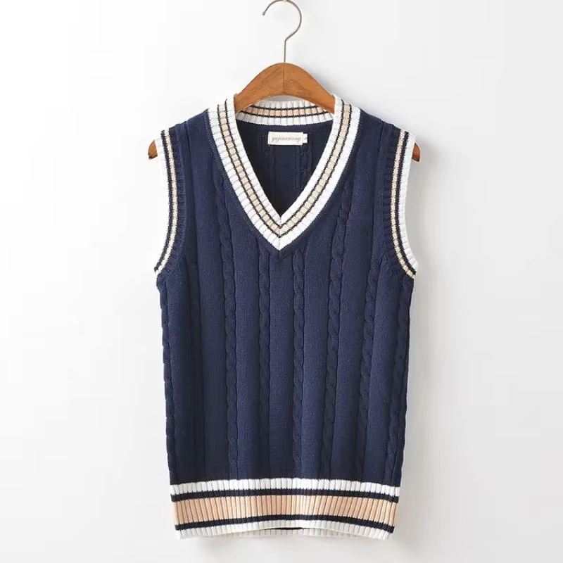 Chandails tricotés blancs rayés pour hommes