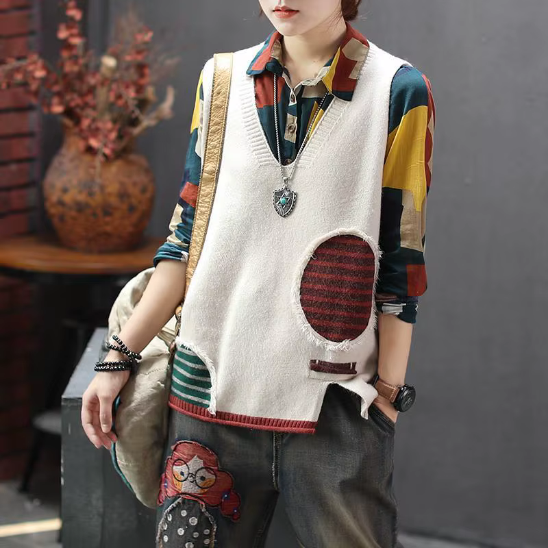 Gilets en tricot jaune pour femmes