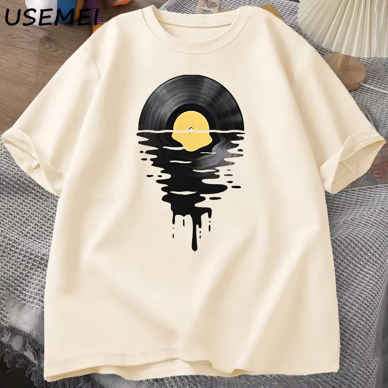 T-shirt Vinyle Cool Coucher de Soleil Vintage pour Amateurs de Musique