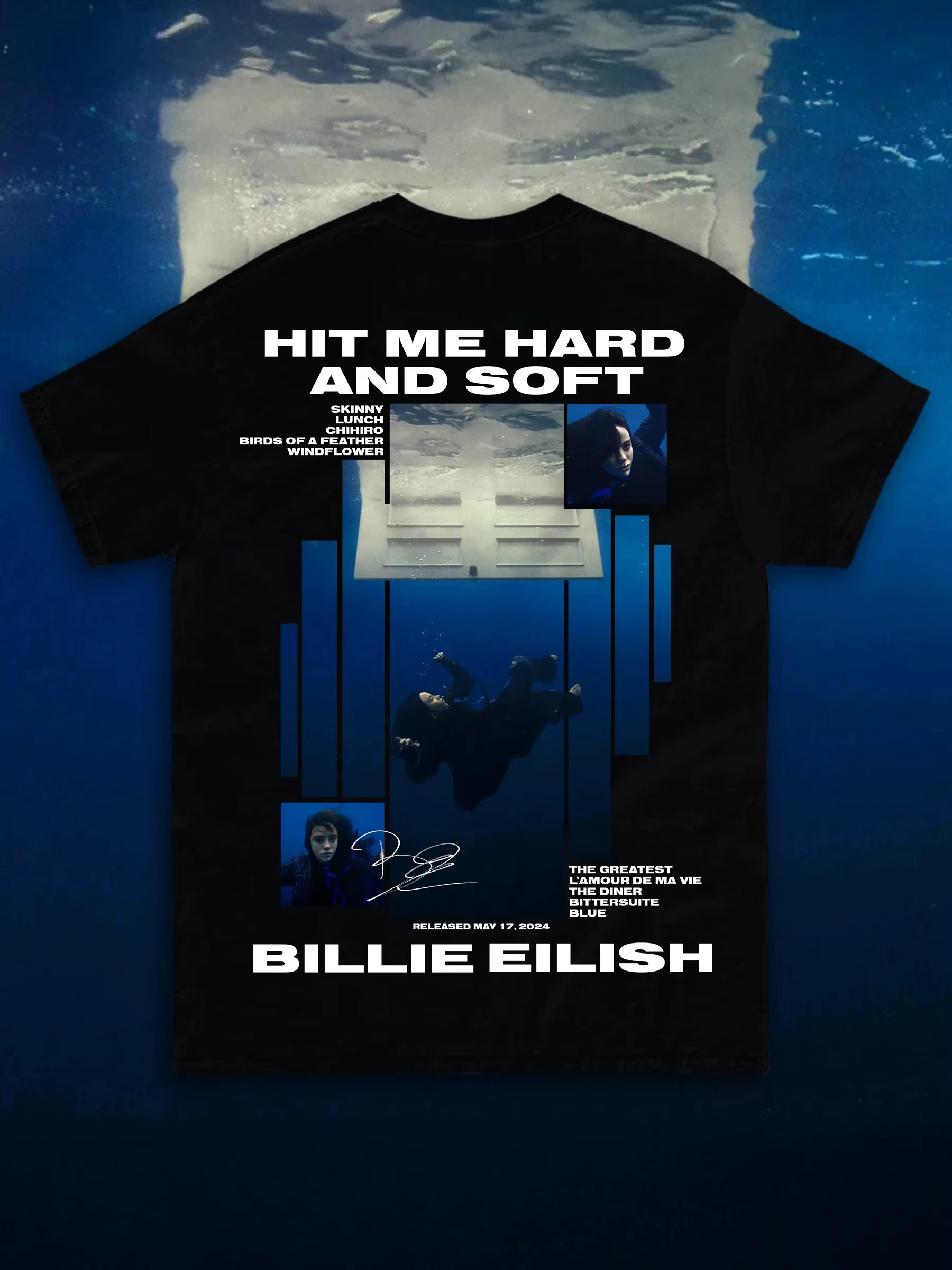 T-shirt graphique Billie Eilish « Hit Me Hard and Soft » pour hommes et femmes
