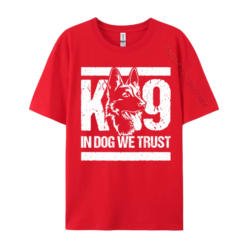 T-Shirt à Manches Courtes en Coton avec Imprimé de Ligne Bleue K9