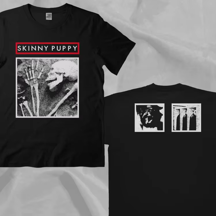 T-Shirt Skinny Puppy Band Noir Double Face, Style Rétro des Années 90