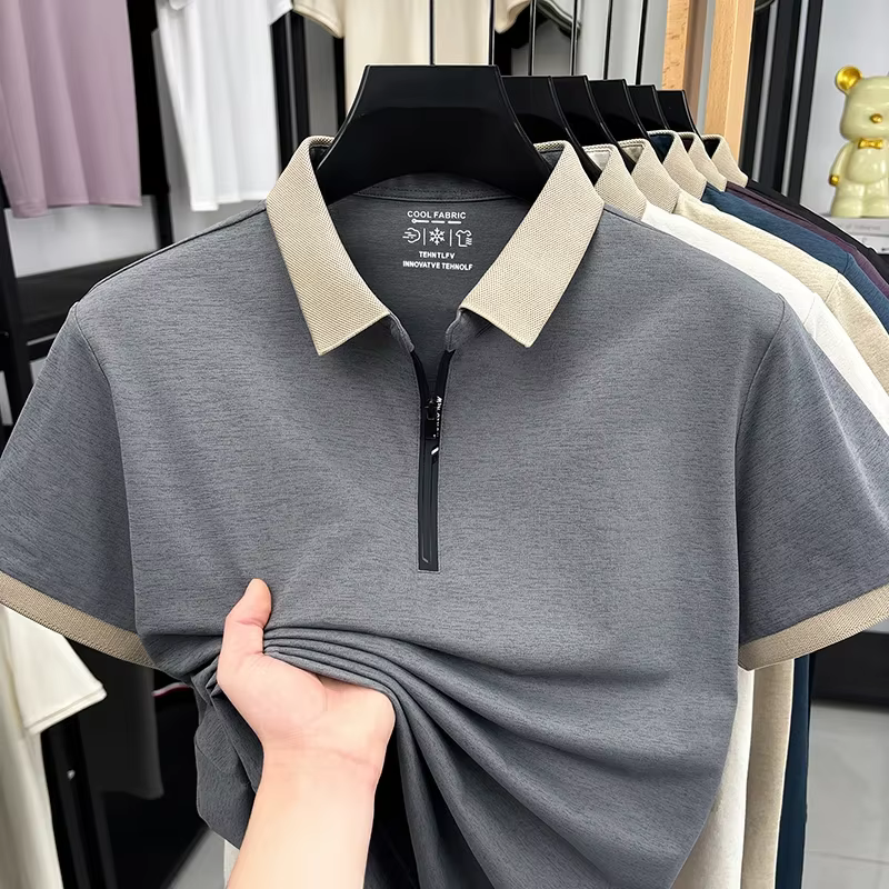 Polo à col zippé pour homme