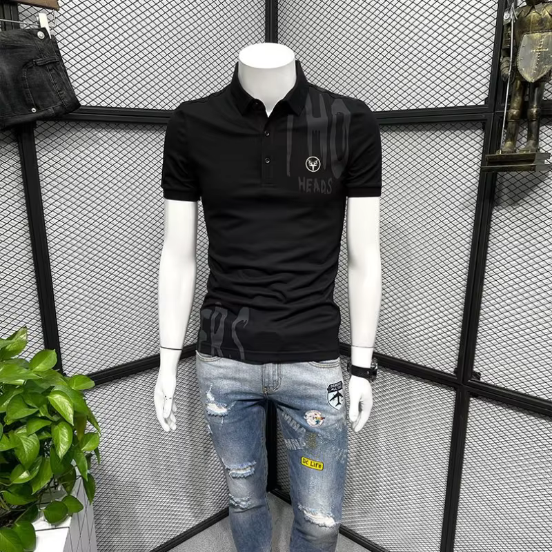 Polo Slim Fit pour hommes avec col imprimé brodé