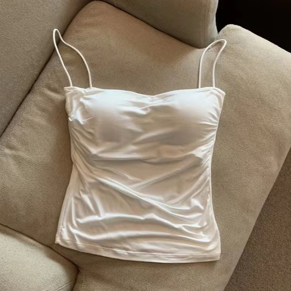 Débardeurs femmes avec soutien-gorge intégré Spaghetti sangle réservoirs pour femme couleur unie décontracté été Camis