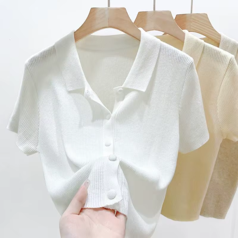 Cardigan tricoté à manches courtes pour femme