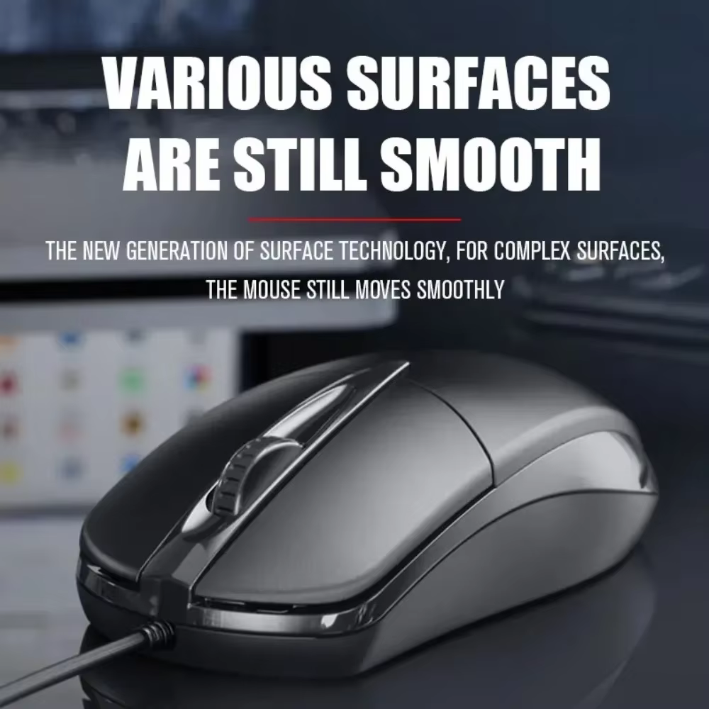 Souris optique filaire USB pour ordinateur portable, rouleau antidérapant, 3D, 1200 ug I, jeu, accessoires informatiques pour PC de bureau, maison, bureau