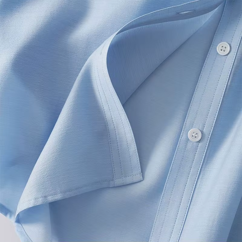 Vert solide décontracté col Polo simple boutonnage à manches courtes femmes Blouse chemise
