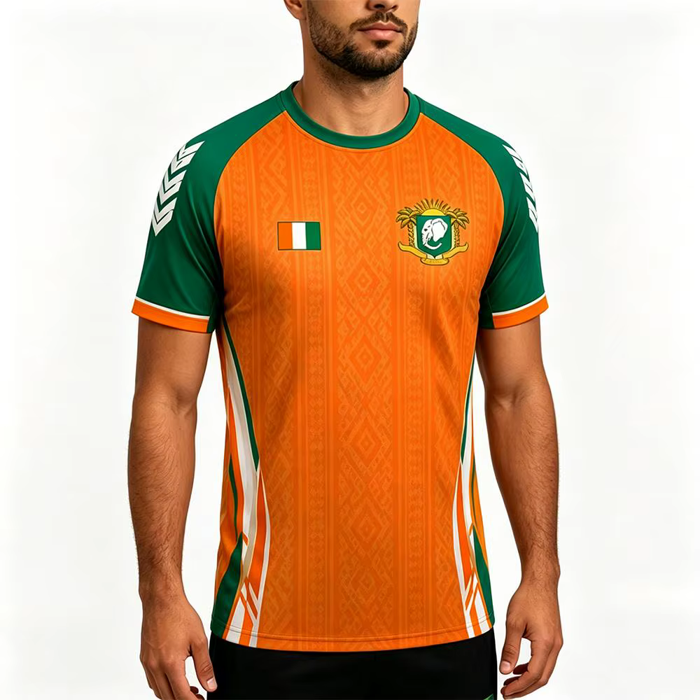 Nouveau t-shirt en jersey imprimé drapeau de la Côte d'Ivoire