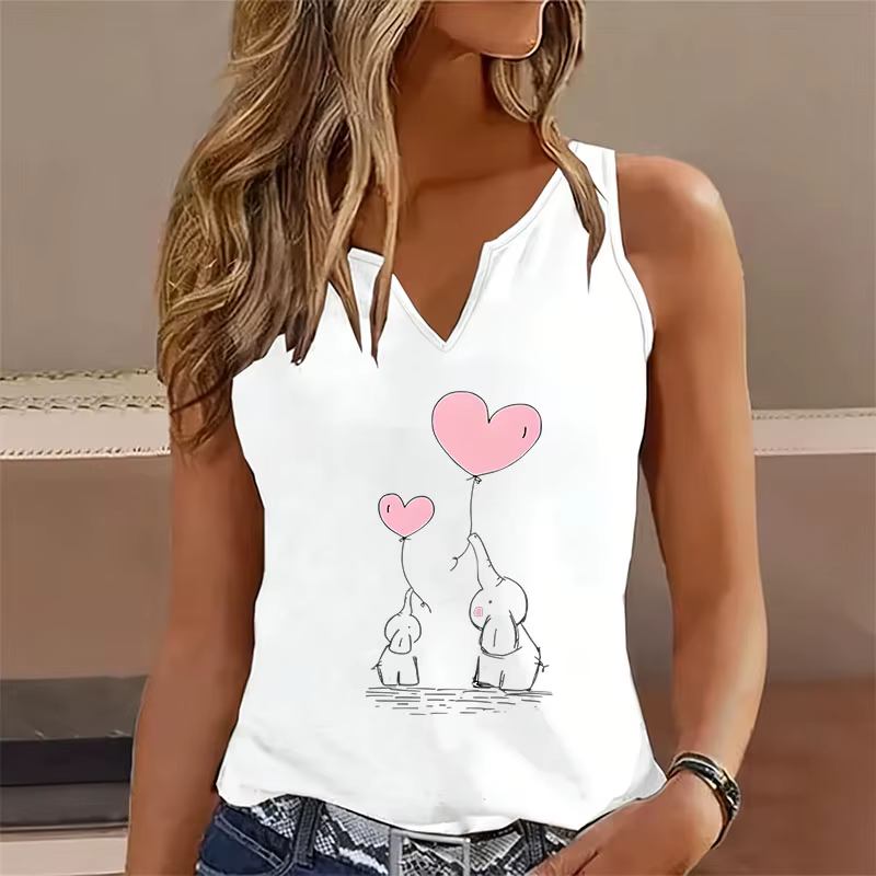 T-shirt débardeur col en V pour femme