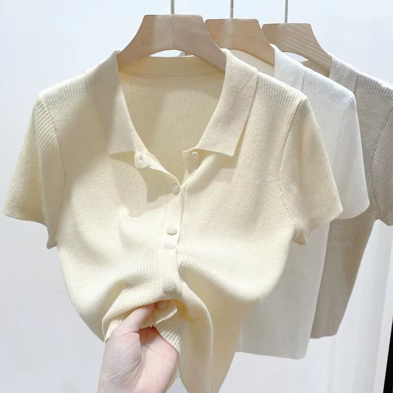 Cardigan tricoté à manches courtes pour femme