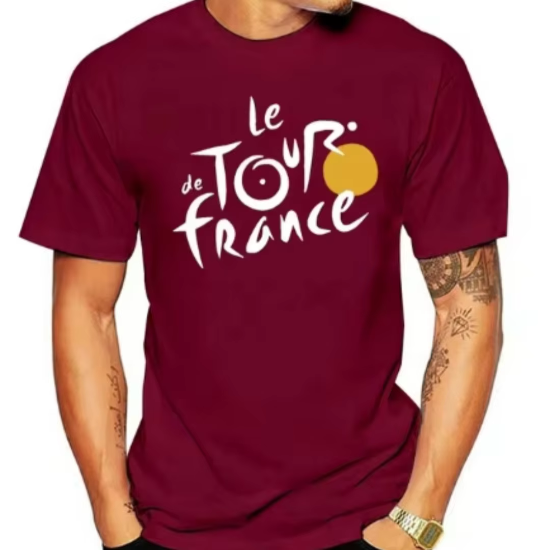 Vente chaude nouveau Tour de France hommes lettre imprimée confortable et respirant col rond T-shirt extérieur haut décontracté