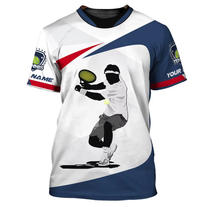 Nom personnalisé balle de Tennis graphique T-shirt hommes femmes Sport mode rue