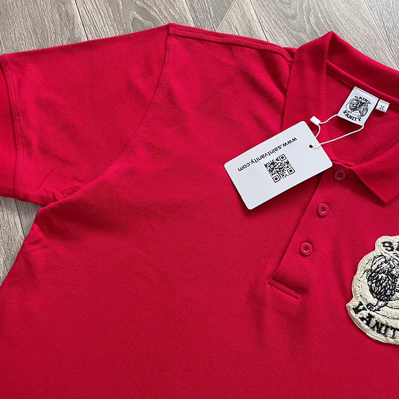 Polo décontracté en coton à manches courtes SAINT VANITY avec imprimé lettres simple