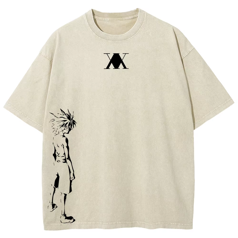 HUNTER × HUNTER Manga T-shirt graphique pour hommes femmes vêtements Killua Zoldyck imprimé lavé surdimensionné T-Shirt à manches courtes coton T-Shirt