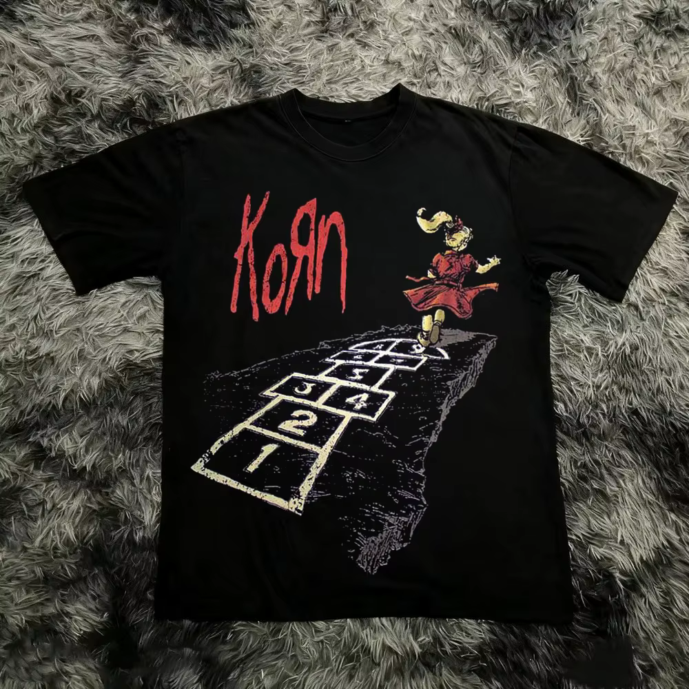 Korn Follow The Leader T-shirt en coton imprimé double face Metal Band Tee pour hommes et femmes